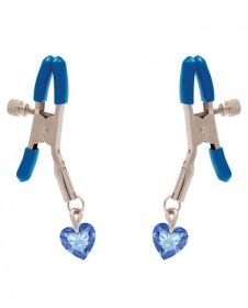 I&#039;ll Never Let Go Nipple Clamps Blue Heart Charms