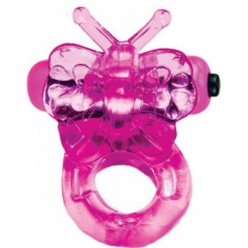 Purrrfect pet cockring clit stimulator butterfly - magenta