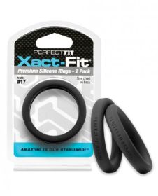 Perfect Fit Xact-Fit #17 2 Pack Black Cock Rings