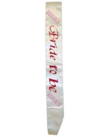 Bachelorette bride to be non flashing sash - white