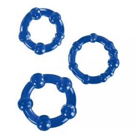 Beaded Cock Rings Blue Pack Of 3