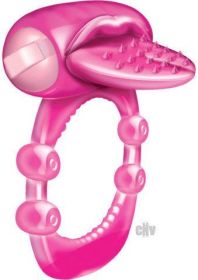 Nubby Tongue MagentaPink Vibrating Cock Ring