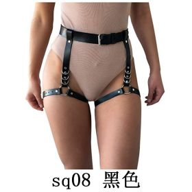 Sexy Women Harness Waist Belt PU Leather Garters O-Ring Waistband Punk Strap Band Leg Belt Club Party Appeal Accessories (Color: black)