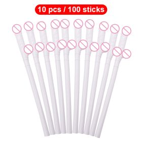 10Pcs Drinking Penis Straws Bride Shower Sexy Hen Night Drink Penis Dick Novelty Nude Straw For Bar Bachelorette Party Supplies (Color: White, Ships From: China)