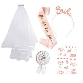 Bachelorette Party Bride to Be Kit Bridal Wedding Veil with Comb (Color: color 3)