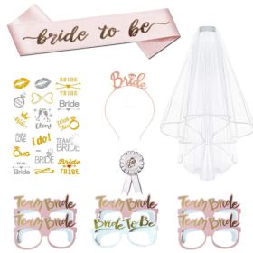 Bachelorette Party Bride to Be Kit Bridal Wedding Veil with Comb (Color: color 6)