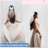 Bridal Pearl Hair Bow Veil Bridesmaid Large Hair Bow Wedding Veil